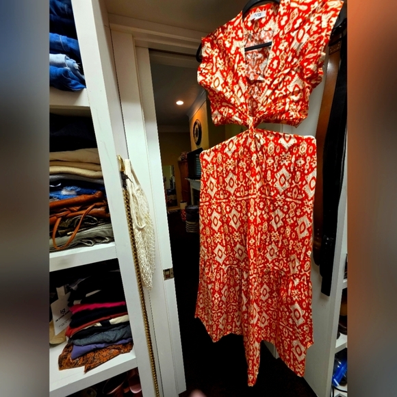 orange and White Patterned Women's Dress - Picture 1 of 1